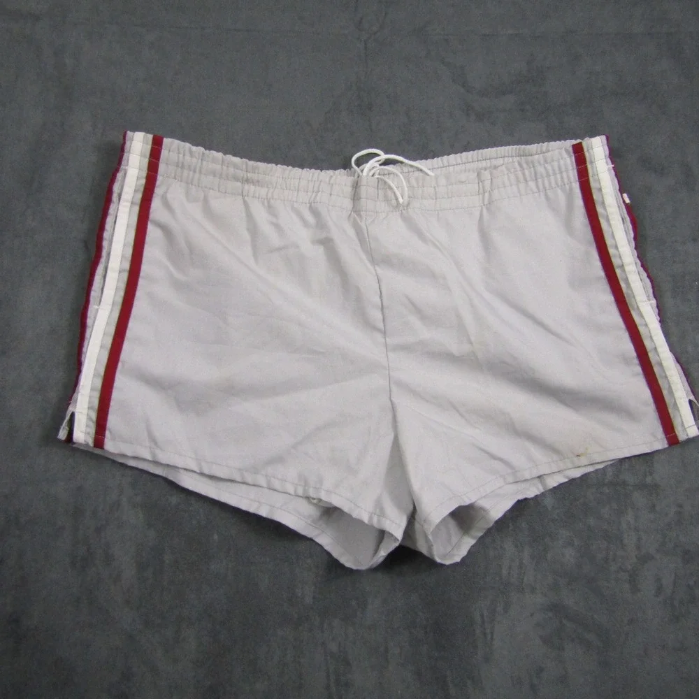 Jantzen Swim Trunks Men 40 Gray Red White Stripe Vintage Made in USA 00457